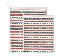 Oyihfvs American US Stripes and Stars 2 Pack Mesh Laundry Bag for Bra, Socks, Shoes, Polyester Reusable Machine Washable Mesh Bags, Travel Dirty Bag for Home Camp Trip