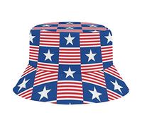 Oyihfvs American USA Flag Stars for Independent Day Boys Girls Packable Fisherman's Hat Bucket hat, Unisex Sun Protection Wide Brim Fisherman Cap for Summer Outdoor Travel S