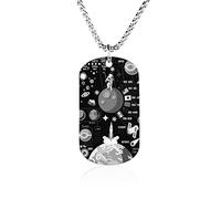 Oyihfvs Black White Cosmic Space Galaxy Planets Pluto Venus Mars Jupiter Pendant Jewelry, Lightweight Keepsake Memorial Necklace for Men Women Gift, Titanium Steel Dog Necklace Keychain Tag Jewelry