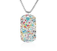 Oyihfvs Colorful Music Notes Piano Seamless Hipster Notebook Doodles Pendant Jewelry, Lightweight Keepsake Memorial Necklace for Men Women Gift, Titanium Steel Dog Necklace Keychain Tag Jewelry