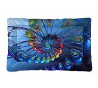 Oyihfvs Colorful Peacock Feathers Dog Cat Bed Mat Soft Crate Pad Mattress Cushion for Small Medium Pets, Anti Slip Sleeping Kennel Mat Washable & Dry 24x18 inch