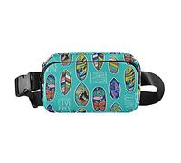 Oyihfvs Colorful Surfboards Tropical Aloha Hawaii Live Free on Turquoise Adjustable Fanny Waist Pack Pouch, Waterproof Runners Sports Waist Pack Wallet for Sports Hiking Fitness Cycling Gym Women Men