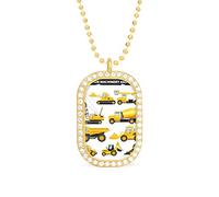Oyihfvs Construction Equipment Yellow Machinery with Truck Crane Bulldozer Golden Diamond Pendant Jewelry, Keepsake Memorial Necklace for Men Women Gift, alloy Dog Necklace Keychain Tag Jewelry