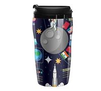 Oyihfvs Cosmic Space Galaxy Planets Pluto Venus Mars Jupiter Plastic Water Bottle Tumblers, Leak-Proof Hot Cold Insulated Travel Mug, Double Walled Coffee Cup with Lid Funny Gifts 12.3oz