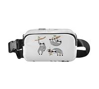 Oyihfvs Cute Grey Sloths on Tree Branches with Green Leaves on White Adjustable Fanny Waist Pack Pouch, Waterproof Runners Sports Waist Pack Wallet for Sports Hiking Fitness Cycling Gym Women Men