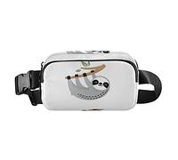 Oyihfvs Cute Grey Sloths on Tree Branches with Green Leaves on White Adjustable Fanny Waist Pack Pouch, Waterproof Runners Sports Waist Pack Wallet for Sports Hiking Fitness Cycling Gym Women Men