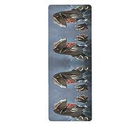 Oyihfvs Dinosaur Breaks Through The Glass Non Slip Rubber Yoga Mat, 1mm Thick Fitness Safe Exercise Mat with Bag, Durable Folding Workout Mat for Pilates and Floor Exercises