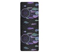 Oyihfvs Dream Cather Feathers On Black Non Slip Rubber Yoga Mat, 1mm Thick Fitness Safe Exercise Mat with Bag, Durable Folding Workout Mat for Pilates and Floor Exercises