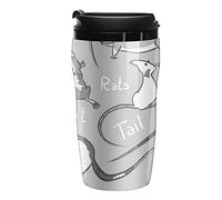 Oyihfvs Fancy Rats Teeth Tails Seamless On Grey Plastic Water Bottle Tumblers, Leak-Proof Hot Cold Insulated Travel Mug, Double Walled Coffee Cup with Lid Funny Gifts 12.3oz