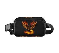 Oyihfvs Fire Burning Phoenix Bird with Wings on Black Adjustable Fanny Waist Pack Pouch, Waterproof Runners Sports Waist Pack Wallet for Sports Hiking Fitness Cycling Gym Women Men