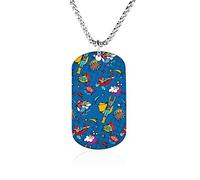 Oyihfvs Flying Superheroes Speech Bubbles in Pop Art Comic Style on Blue Pendant Jewelry, Lightweight Keepsake Memorial Necklace for Men Women Gift, Titanium Steel Dog Necklace Keychain Tag Jewelry