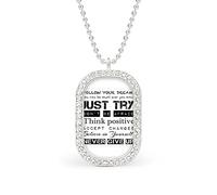 Oyihfvs Follow Your Dreams Just Try Never Give Up Accept Changes Golden Diamond Pendant Jewelry, Keepsake Memorial Necklace for Men Women Gift, Alloy Dog Necklace Keychain Tag Jewelry