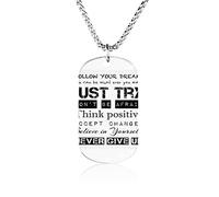 Oyihfvs Follow Your Dreams Just Try Never Give Up Accept Changes Pendant Jewelry, Lightweight Keepsake Memorial Necklace for Men Women Gift, Titanium Steel Dog Necklace Keychain Tag Jewelry
