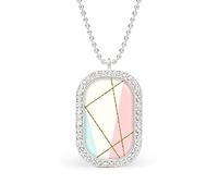 Oyihfvs Gold Glitter Geometric on Turquoise White Pink Marble Texture Silver Diamond Pendant Jewelry, Keepsake Memorial Necklace for Men Women Gift, alloy Dog Necklace Keychain Tag Jewelry