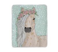 Oyihfvs Horse with Flowers Fairytale 50"X60" Soft Warm Blanket Lightweight Throw Size Fleece Plush Siesta for Travel Camping Bed Couch Sofa