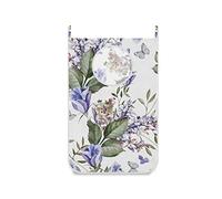 Oyihfvs Lavender Eustoma Purple Flowers 1PC Hanging Laundry Hamper Bag Dirty Clothes Bag Over The Door Cloth Basket with Hooks Storage Space Saving Wall College Closet for Bathroom Bedroom