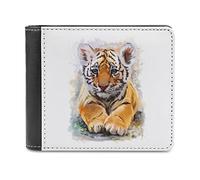 Oyihfvs Little Tiger on White PU Leather Bifold Wallet Coin Purse Soft Stylish Credit Pass Case Card-Holder for Boy Girl Men Woman Money Storage