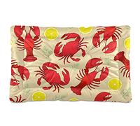 Oyihfvs Lobster Crab with Lemon Dill Seamless Dog Cat Bed Mat Soft Crate Pad Mattress Cushion for Small Medium Pets, Anti Slip Sleeping Kennel Mat Washable & Dry 36x24 inch