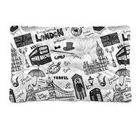 Oyihfvs London Landmark England Flag Bus Telephone Booth Dog Cat Bed Mat Soft Crate Pad Mattress Cushion for Small Medium Pets, Anti Slip Sleeping Kennel Mat Washable & Dry 24x18 inch