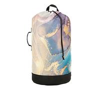 Oyihfvs Luxurious Abstract Fluid Art Mixture of Blue and Violet Painting Backpack Laundry Bag, Laundry Backpack with Shoulder Straps, Waterproof Nylon Clothes Hamper Bag for Men Women Yoga Backpack
