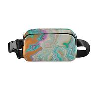Oyihfvs Luxurious Abstract Fluid Art Mixture of Turquoise Orange Beige Adjustable Fanny Waist Pack Pouch, Waterproof Runners Sports Waist Pack Wallet for Sports Hiking Fitness Cycling Gym Women Men