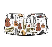 Oyihfvs Musical Guitar Drum Flag Auto Car Front Window Sunshade Windshield Foldable Vehicle Blocker Visor L