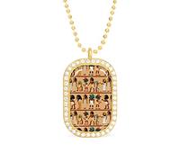 Oyihfvs Old Egyptian Papyrus and Hieroglyph Retro Vintage Style Golden Diamond Pendant Jewelry, Keepsake Memorial Necklace for Men Women Gift, Alloy Dog Necklace Keychain Tag Jewelry