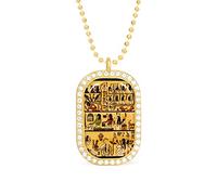 Oyihfvs Old Egyptian Papyrus and Hieroglyph Retro Vintage Style Golden Diamond Pendant Jewelry, Keepsake Memorial Necklace for Men Women Gift, Alloy Dog Necklace Keychain Tag Jewelry