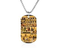 Oyihfvs Old Egyptian Papyrus and Hieroglyph Retro Vintage Style Pendant Jewelry, Lightweight Keepsake Memorial Necklace for Men Women Gift, Titanium Steel Dog Necklace Keychain Tag Jewelry