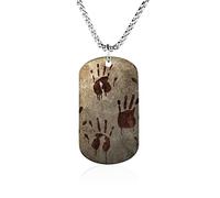 Oyihfvs Old Vintage Background with Bloody Handprints Blood Hands Pendant Jewelry, Lightweight Keepsake Memorial Necklace for Men Women Gift, Titanium Steel Dog Necklace Keychain Tag Jewelry