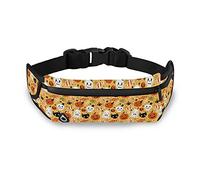 Oyihfvs Orange White Halloween Pumpkin Ghost cat Skull Seamless Adjustable Running Belt, Fanny Pack Waist Pack, Runners Bag, Sports Hiking Fitness Exercise Gym Pouch for Women Men Accessories