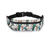 Oyihfvs Peacock Feather Cherry Flowers Seamless on White Adjustable Running Belt, Fanny Pack Waist Pack, Runners Bag, Sports Hiking Fitness Exercise Gym Pouch for Women Men Accessories
