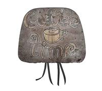 Oyihfvs Retro Style Coffee Time Lettering on Vintage Background 1PC Universal Car Seat Headrest Protector Covers, Soft Car Headrest Cover Interior Accessories Decoration Fit Most Cars Vehicles