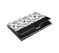 Oyihfvs Seamless Blue Butterflies on Hand Written Text Note Old Newspaper Business Card Holder Leather, Slim Credit Card Case Stainless Steel Wallet for Women and Men Unisex Business Card Holder