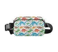 Oyihfvs Seamless Colorful Cute Dinosaurs Animals on White Adjustable Fanny Waist Pack Pouch, Waterproof Runners Sports Waist Pack Wallet for Sports Hiking Fitness Cycling Gym Women Men