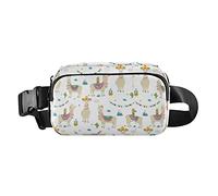 Oyihfvs Seamless Cute Beige Tribal Ethnic Llamas on White Adjustable Fanny Waist Pack Pouch, Waterproof Runners Sports Waist Pack Wallet for Sports Hiking Fitness Cycling Gym Women Men