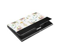 Oyihfvs Seamless Cute Beige Tribal Ethnic llamas on White Business Card Holder Leather, Slim Credit Card Case Stainless Steel Wallet for Women and Men Unisex Business Card Holder
