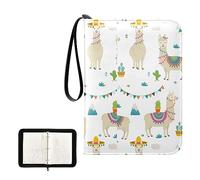 Oyihfvs Seamless Cute Beige Tribal Ethnic llamas on White PU Leather Card Storage Bag, With Zipper Waterproof 50 Pages 400 Slots Card Bag for Students Home School 15.74 x 9.64 inch