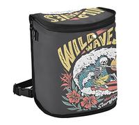 Oyihfvs Skeleton Surfing Wild Waves Red Hibiscus Flowers On Black Spill-Proof Car Trash Can Organizer Hanging Large Auto Garbage Storage Bag Bin with Big Opening Lid Leakproof Waste Basket
