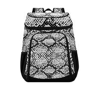 Oyihfvs Snake Skin Animal Texture Black White Seamless Lunch Bag, Reusable Portable Insulated Cooler Backpack with Adjustable Strap, Leak Proof Durable Lunch Box Backpack for Travel