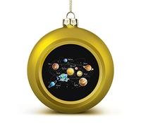 Oyihfvs Solar System Planets Universe Galaxy Space On Black 1 PC Shatterproof Christmas Ball, Yellow Round Hanging Plastic Ornament Keepsake, Large Bauble with String for Xmas Tree Holidays