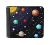 Oyihfvs Solar System with the Sun Earth Mars Mercury Jupiter Saturn Uranus PU Leather Bifold Wallet Coin Purse Soft Stylish Credit Pass Case Card-Holder for Boy Girl Men Woman Money Storage