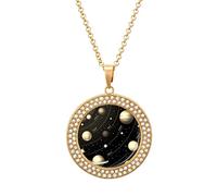 Oyihfvs Solar System with The Sun Earth Mars Mercury Jupiter Saturn Uranus Round Diamond Pendant, Golden Keepsake Memorial Necklace for Men Women Gift, Alloy Dog Necklace Keychain Tag Jewelry