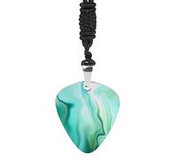 Oyihfvs Turquoise Liquid Marble Agate Paint Emerald Green Macro Wave Lines Men Guitar Pick Necklace, Rock Musician Pendant Jewelry Bass Picks Holder Twin-sided Chains Gift for Husband Dad Boyfriend