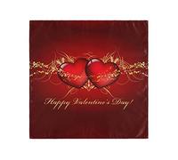 Oyihfvs Two Big Red Hearts Dinner Napkin Cloth Set of 4, Washable Table Napkins Reusable Polyester Fabric for Wedding Parties Holiday Home Christmas