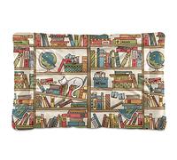 Oyihfvs Vintage Bookshelf with A White Cat Sleep Dog Cat Bed Mat Soft Crate Pad Mattress Cushion for Small Medium Pets, Anti Slip Sleeping Kennel Mat Washable & Dry 24x18 inch