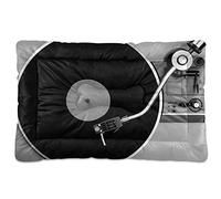 Oyihfvs Vinyl Record on a Turntable Record Player Black White Dog Cat Bed Mat Soft Crate Pad Mattress Cushion for Small Medium Pets, Anti Slip Sleeping Kennel Mat Washable & Dry 36x24 inch