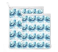 Oyihfvs Watercolor Killer Whale Fishes 2 Pack Mesh Laundry Bag for Bra, Socks, Shoes, Polyester Reusable Machine Washable Mesh Bags, Travel Dirty Bag for Home Camp Trip