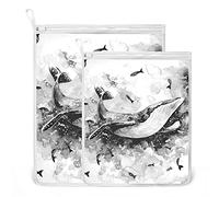 Oyihfvs Watercolor Killer Whale Fishes 2 Pack Mesh Laundry Bag for Bra, Socks, Shoes, Polyester Reusable Machine Washable Mesh Bags, Travel Dirty Bag for Home Camp Trip