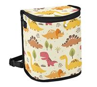 Oyihfvs Yellow Red Brown Dinosaurs Childish Dinos Trees Seamless Spill-Proof Car Trash Can Organizer Hanging Large Auto Garbage Storage Bag Bin with Big Opening Lid Leakproof Waste Basket